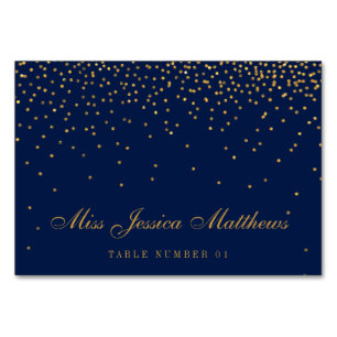 Marine Blue & Glam Gold Confetti Mariage Cartes de