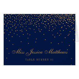 Marine Blue & Glam Gold Confetti Mariage Cartes de