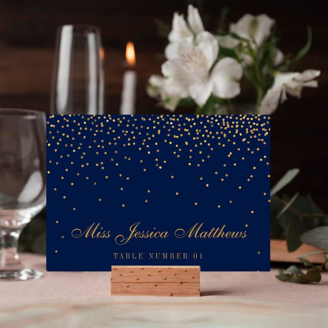Marine Blue & Glam Gold Confetti Mariage Cartes de (Créateur téléchargé)