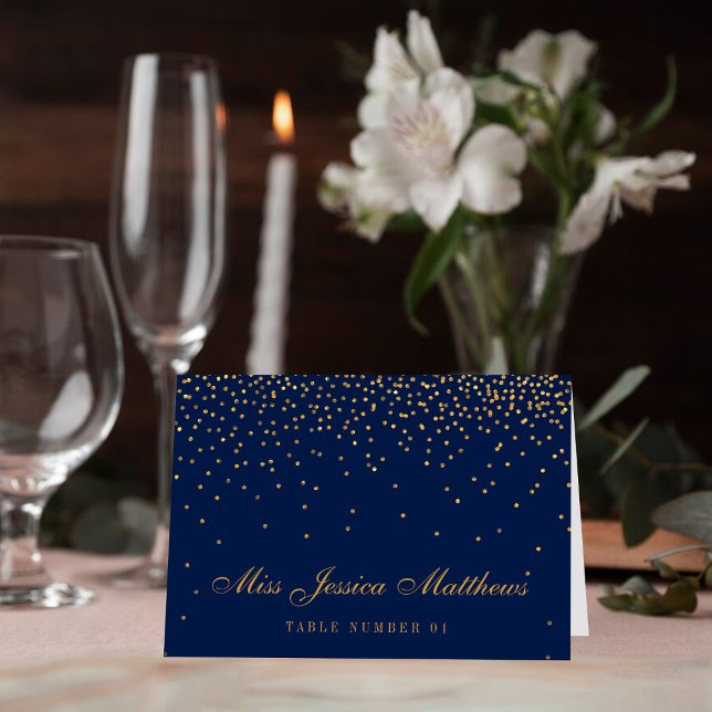Marine Blue & Glam Gold Confetti Mariage Cartes de (Créateur téléchargé)