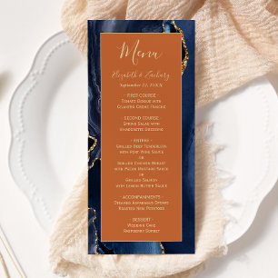 Marine Blue Gold Agate Burning Orange Mariage Menu
