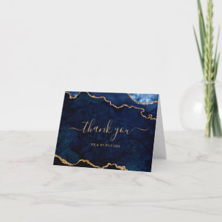 Marine Blue & Gold Carte de remerciements