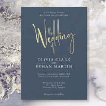Marine Blue Gold Elegant Moderne Simple Invitation
