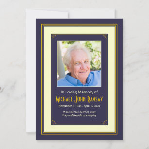 Marine Blue Gold Ivory Photo Faire-part de la mort