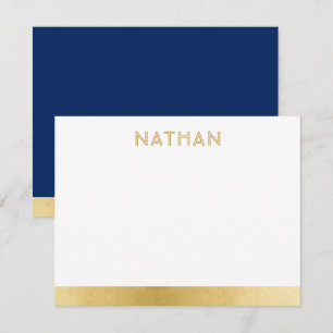 Marine Blue Gold Modern Bar Mitzvah Carte de remer