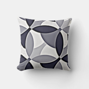 Marine Blue Grey & White Geo-Abstrait Coussin