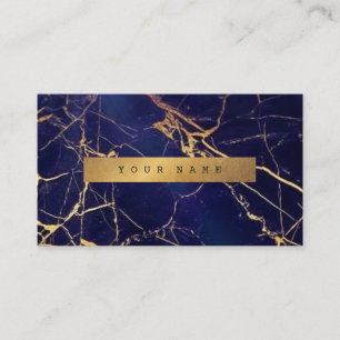 Marine Blue Grungy Gold Marble Vip Carte de visite