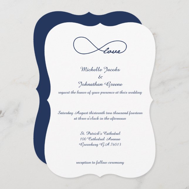 Marine Blue Love Infinity Wedding Invitations (Devant / Derrière)