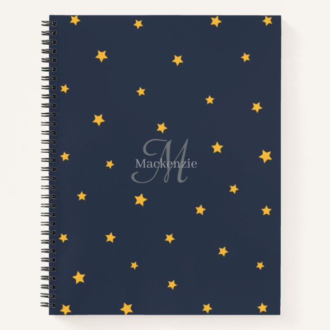 Marine Blue Lucky Stars Monogramme Carnet spiral (Devant)