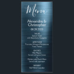 Marine Blue Menu de mariage moderne et élégant<br><div class="desc">Marine Blue Moderne Faux Mariage en acier inoxydable métallique Menu. Ce menu de Mariage de script bleu marine moderne peut être customisé pour inclure les noms de la mariée et de la salle, la date du mariage et les options du menu du dîner mariage. Ce menu fait partie d'une collection...</div>