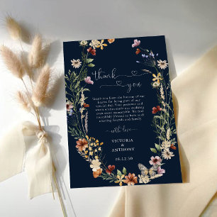 Marine Blue Minuscule Fleur sauvage Mariage Merci
