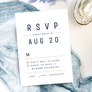Marine Blue Modern Chic Simple Typographie RSVP