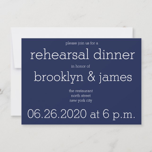 Marine Blue Modern Mariage Invitations (Devant)