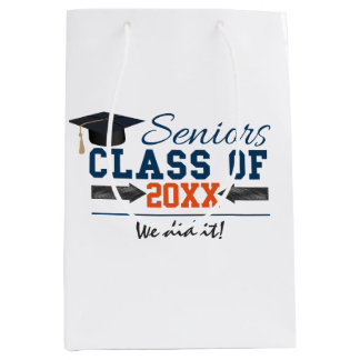 Marine Blue Orange Typographie Graduation Sac cade