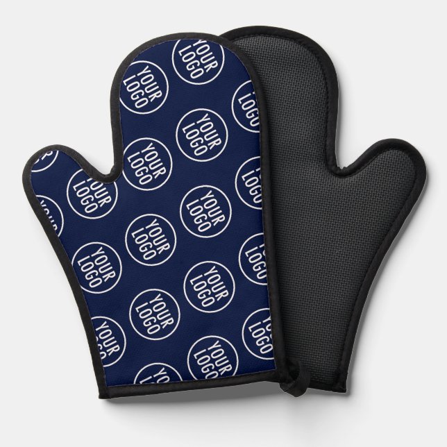 Marine Blue Oven Mitt Logo personnalisé Motif répé (Recto/Verso)