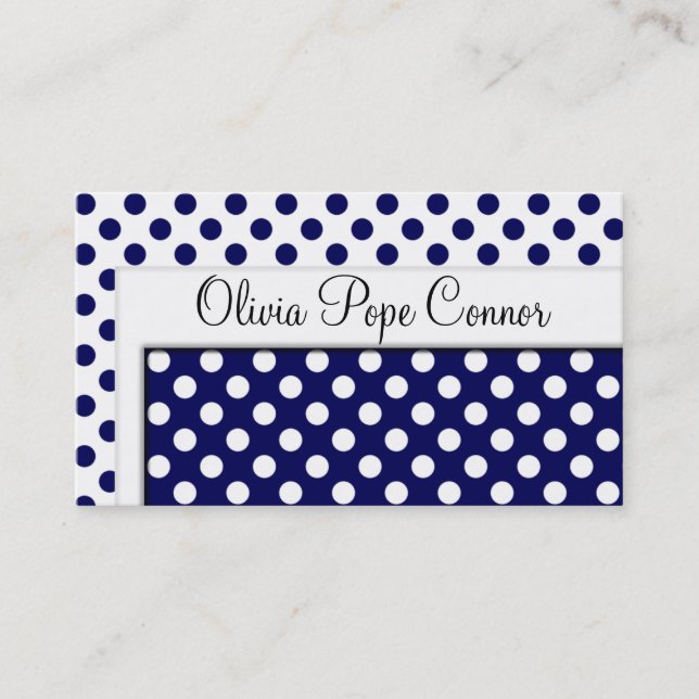 Marine Blue Polka Dot Cartes de visite professionn (Devant)