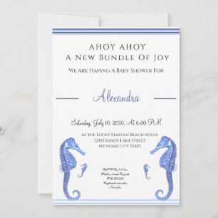 Marine Blue Seahorse Ahoy c'est un Baby shower gar