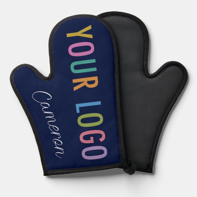 Marine Blue Silicone Four Mitt Logo et nom personn (Recto/Verso)