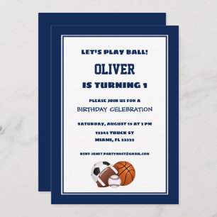 Marine Blue Sports Invitation Anniversaire