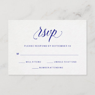 Marine Blue Typographie sur papier aquarelle RSVP