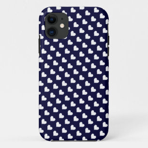 Marine Blue & White Heart Motif iPhone 5 Coque