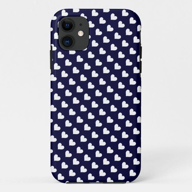 Marine Blue & White Heart Motif iPhone 5 Coque (Dos)