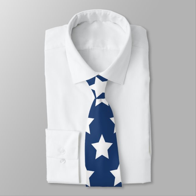 Marine Blue & White Stars Retro Cravate (Attaché)