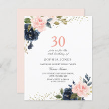 Marine & Blush Budget 30e anniversaire Invitation