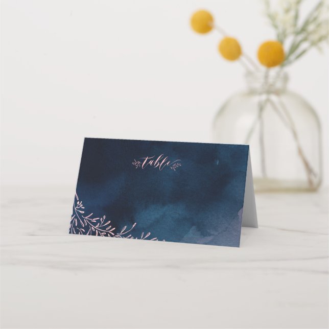 Marine blush calligraphie mariage rustique cartes  (Devant)