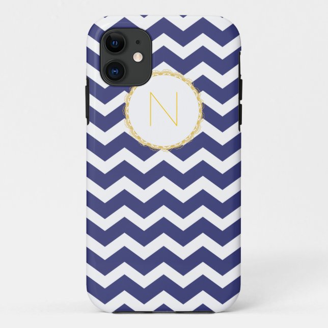 Marine chic et blanc de coque iphone de Chevron (Dos)