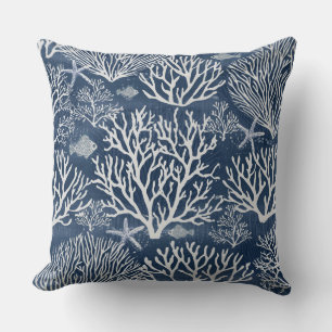 Marine Coral bleu Coussin décoratif