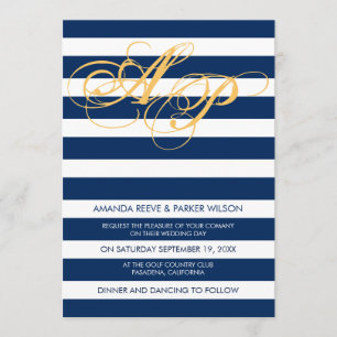 Marine de bleu de modèle de faire-part de mariage