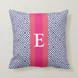 Marine et coussin principal grec de monogramme de