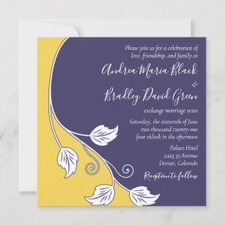 Marine et Faire-part de mariage de la vigne jaune