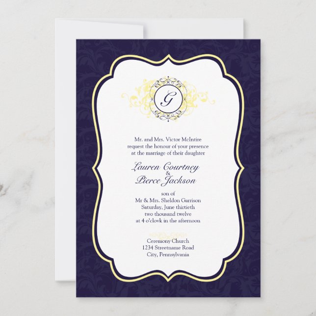 Marine et faire-part de mariage en filigrane de (Devant)
