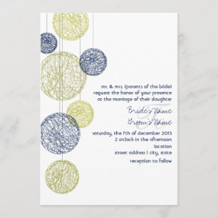Marine et faire-part de mariage jaune de globes de