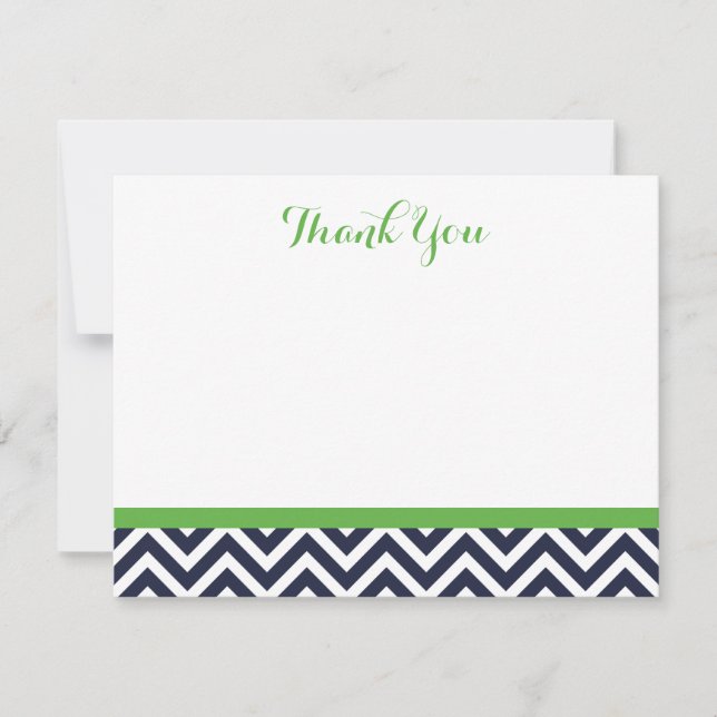 Marine et Green Simple Chevron Merci Cartes de not (Devant)