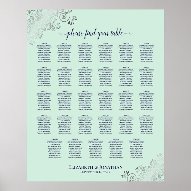 Marine et Mint Green 29 Tableau Mariage (Devant)