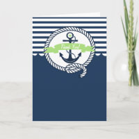Marine et Mint Green Carte de remerciements nautiq