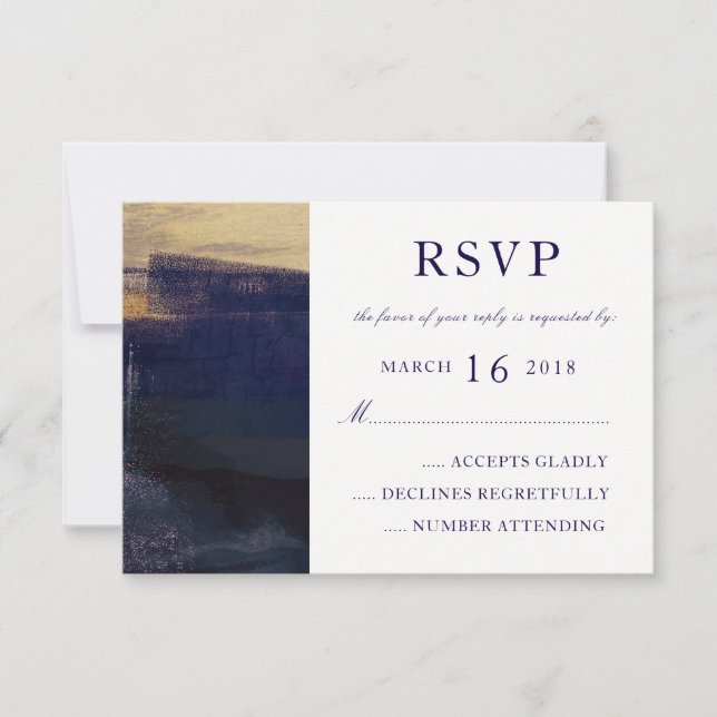 Marine et or Aquarelle Laver Moderne RSVP (Devant)