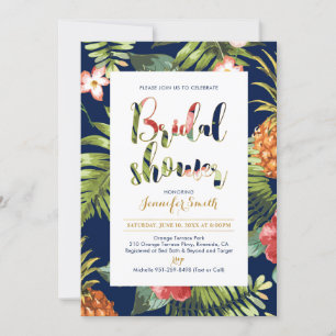 Marine et Or   Invitation Tropical Bridal Shower