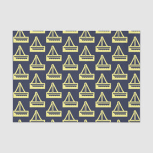 Marine et papier de soie de soie jaune de voilier