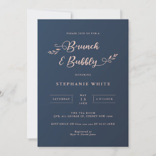 Marine et Pink Folich Brunch & Bubbly Invitation