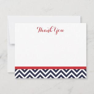 Marine et Red Simple Chevron Merci Cartes de notes
