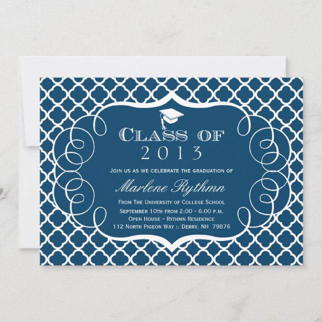 Marine + faire-part de graduation en quatrefoil bl (Devant)