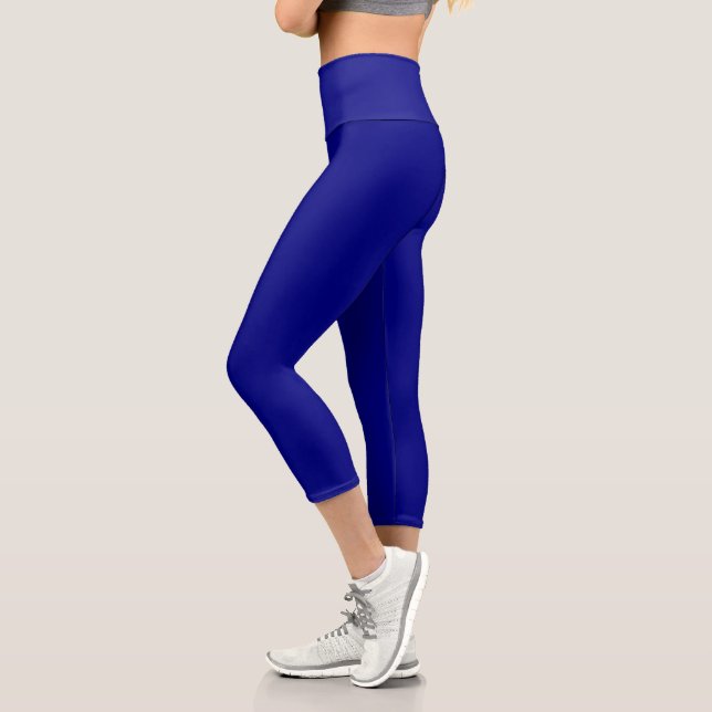 Marine féminine Bleu Yoga Capri Leggings (Gauche)
