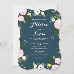 Marine Floral Garden Invitation de mariage