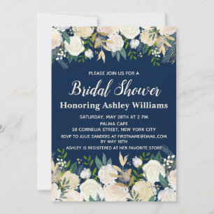 Marine Floral Green Invitation Rose de douche nupt