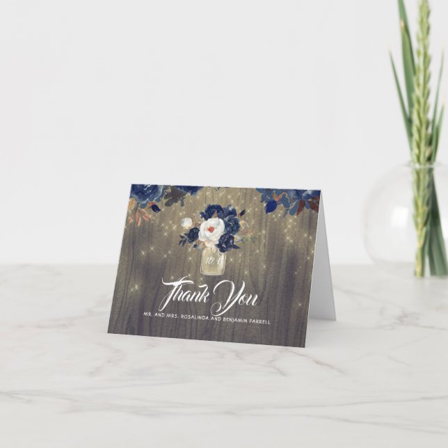 Marine Floral Rustic Mariage Merci (Devant)