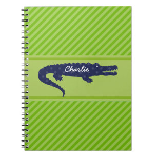 Marine Gator on Green Diagonal Carnet personnalisé